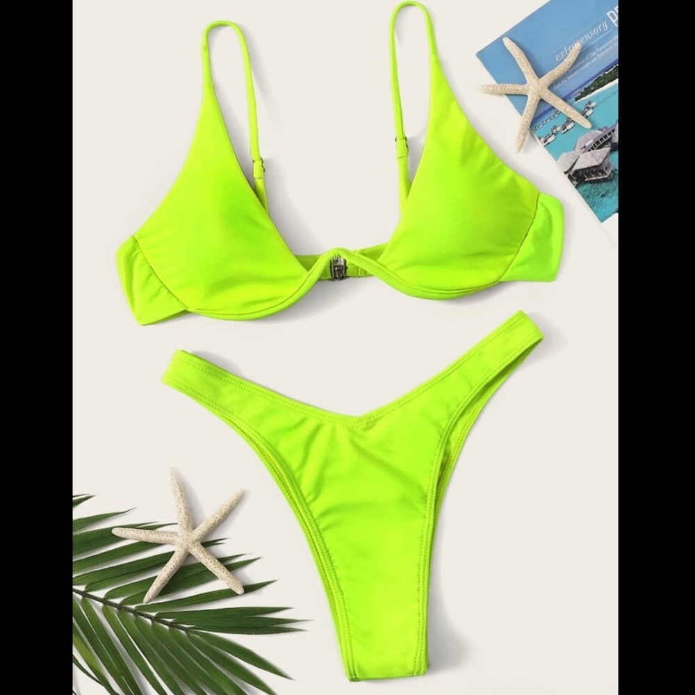 SHEIN NEON YELLOW BIKINI